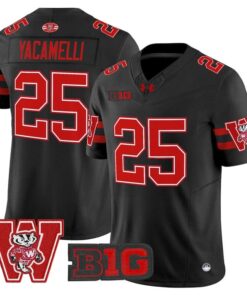 Cade Yacamelli Jersey #25 Wisconsin Badgers Throwback Stitched