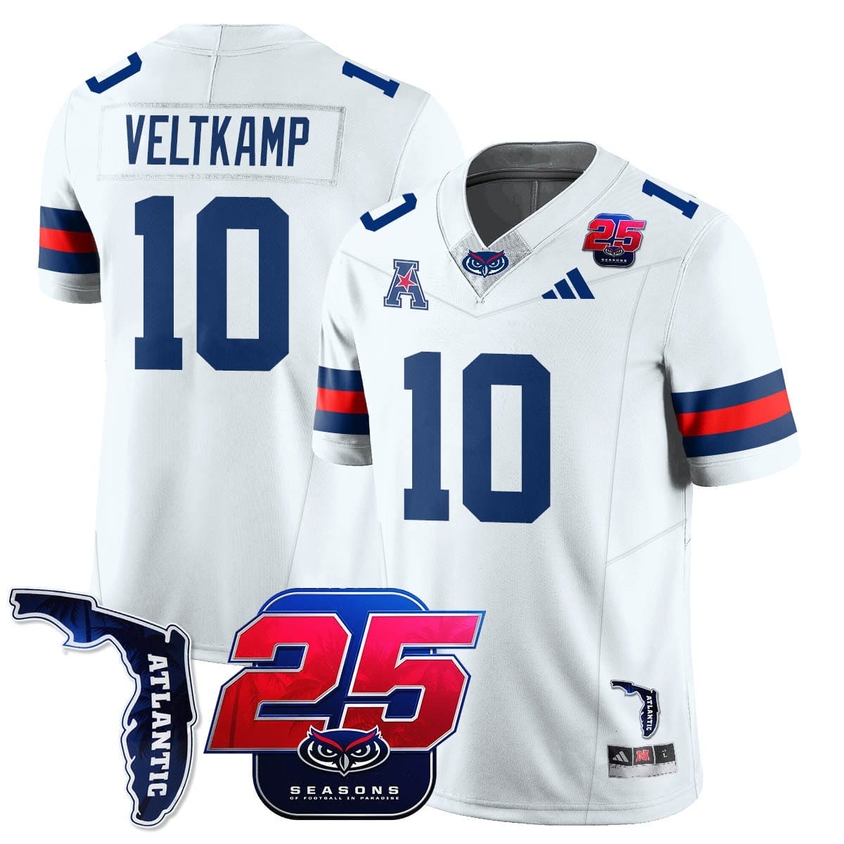 Caden Veltkamp Jersey #10 Florida Atlantic Football 25th Season Stitched 1 Caden Veltkamp Jersey #10 Florida Atlantic Football 25th Season Stitched