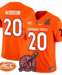 Caleb Woodson Jersey #20 Virginia Tech Hokies Coach Frank Beamer 2025 9 Caleb Woodson Jersey 20 Virginia Tech Hokies Coach Frank Beamer 2025 Orange