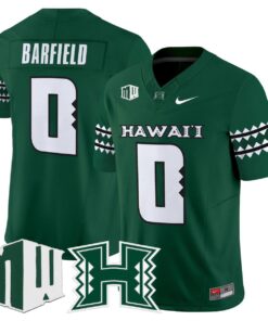 Cam Barfield Jersey 0 Hawai i Rainbow Warriors 2025 Vapor Stitched Green