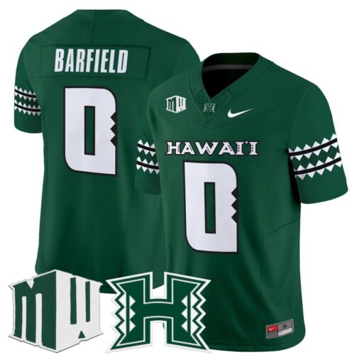 Cam Barfield Jersey #0 Hawai'i Rainbow Warriors 2025 Vapor Stitched - Image 3