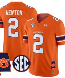 Cam Newton Jersey 2 Auburn Tigers 2025 Alabama Patch Stitched Orange
