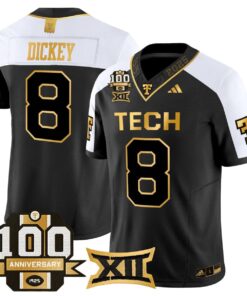 Cameron Dickey Jersey #8 Texas Tech 2025 100th Anniversary Stitched