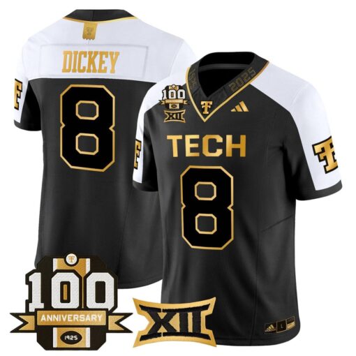 Cameron Dickey Jersey #8 Texas Tech 2025 100th Anniversary Stitched