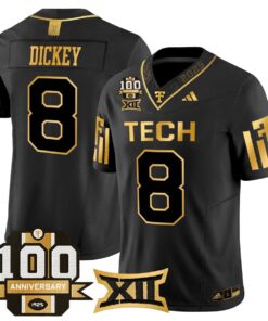 Alternative view of Cameron Dickey Jersey #8 Texas Tech 2025 100th Anniversary Stitched