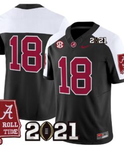 Champions Jersey 18 Alabama 2021 CFP Championship Alabama Map Black Alter