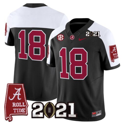 Champions Jersey #18 Alabama 2021 CFP Championship Alabama Map - Image 3