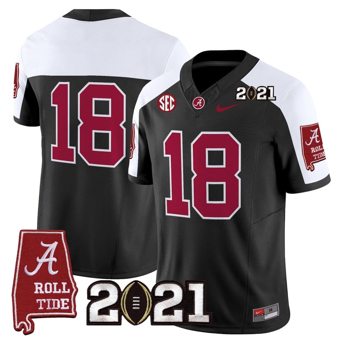 Champions Jersey #18 Alabama 2021 CFP Championship Alabama Map - Image 3