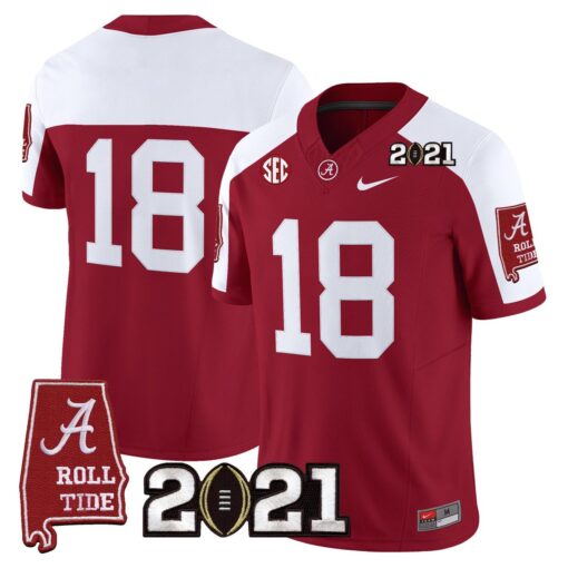 Champions Jersey #18 Alabama 2021 CFP Championship Alabama Map - Image 4