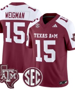 Conner Weigman Jersey 15 Texas A M Aggies 2025 Vapor Stitched Maroon Alternate