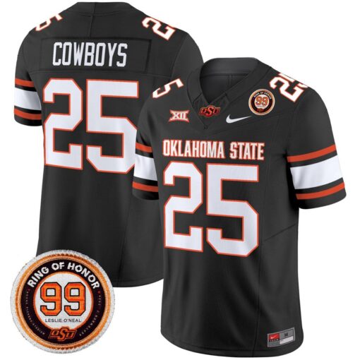 Cowboys Jersey #25 Oklahoma State Cowboys 2025 Leslie O'neal Patch