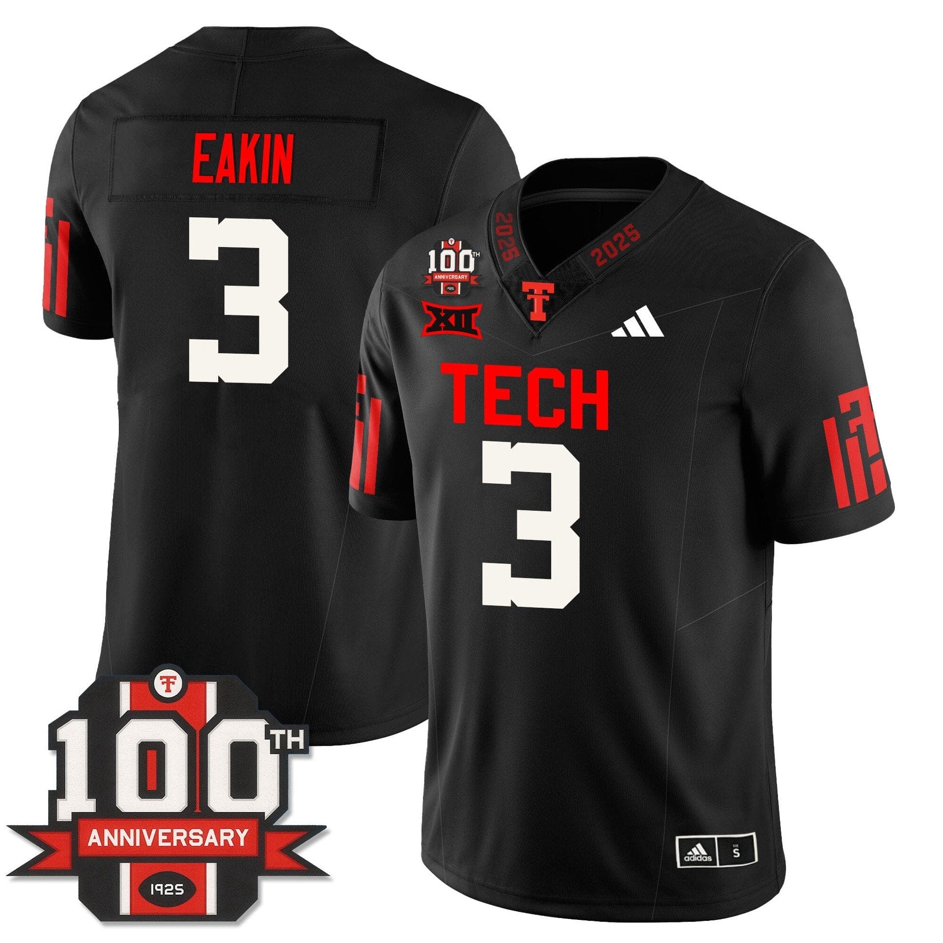 Coy Eakin Jersey #3 Texas Tech Football 100th Anniversary Stitched