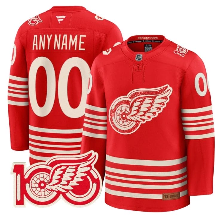 Custom Detroit Red Wings Jersey Centennial Season Premium All Stitched 1 Custom Detroit Red Wings Jersey Centennial Season Premium All Stitched