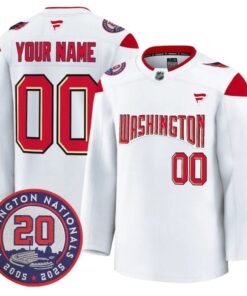 Custom Washington Capitals Jersey 20th Anniversary Seasons Patch Stitched