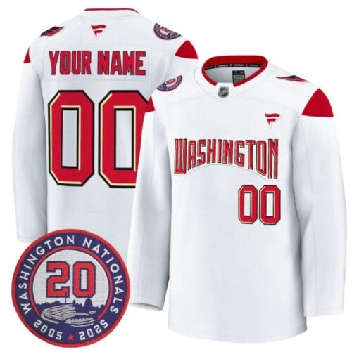 Custom Washington Capitals Jersey 20th Anniversary Seasons Patch Stitched