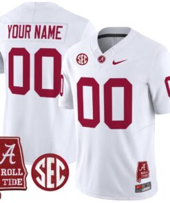 Custom Alabama Crimson Jersey Throwback Alabama Map Stitched White