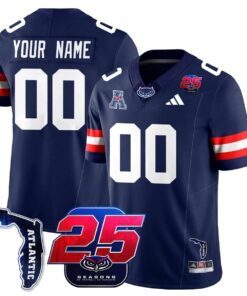 Alternative view of Custom Florida Atlantic Football Jersey Name, Number 25th Season Stitched