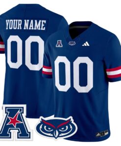 Custom Florida Atlantic Owls Jersey Name Number 2025 All Stitched Blue