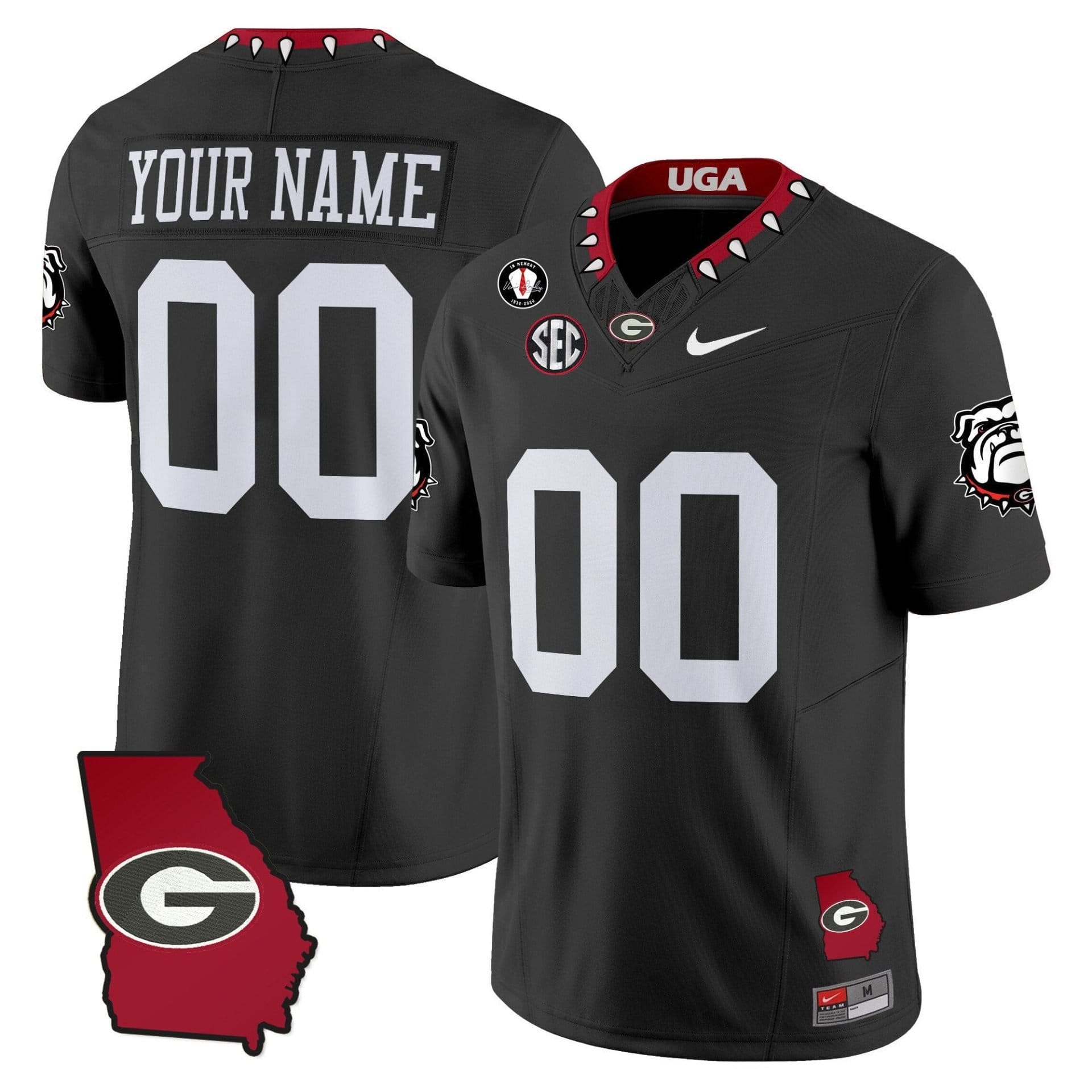 Custom Georgia Bulldogs Jersey 2025 Georgia Map, Vince Dooley Stitched 1 Custom Georgia Bulldogs Jersey 2025 Georgia Map, Vince Dooley Stitched