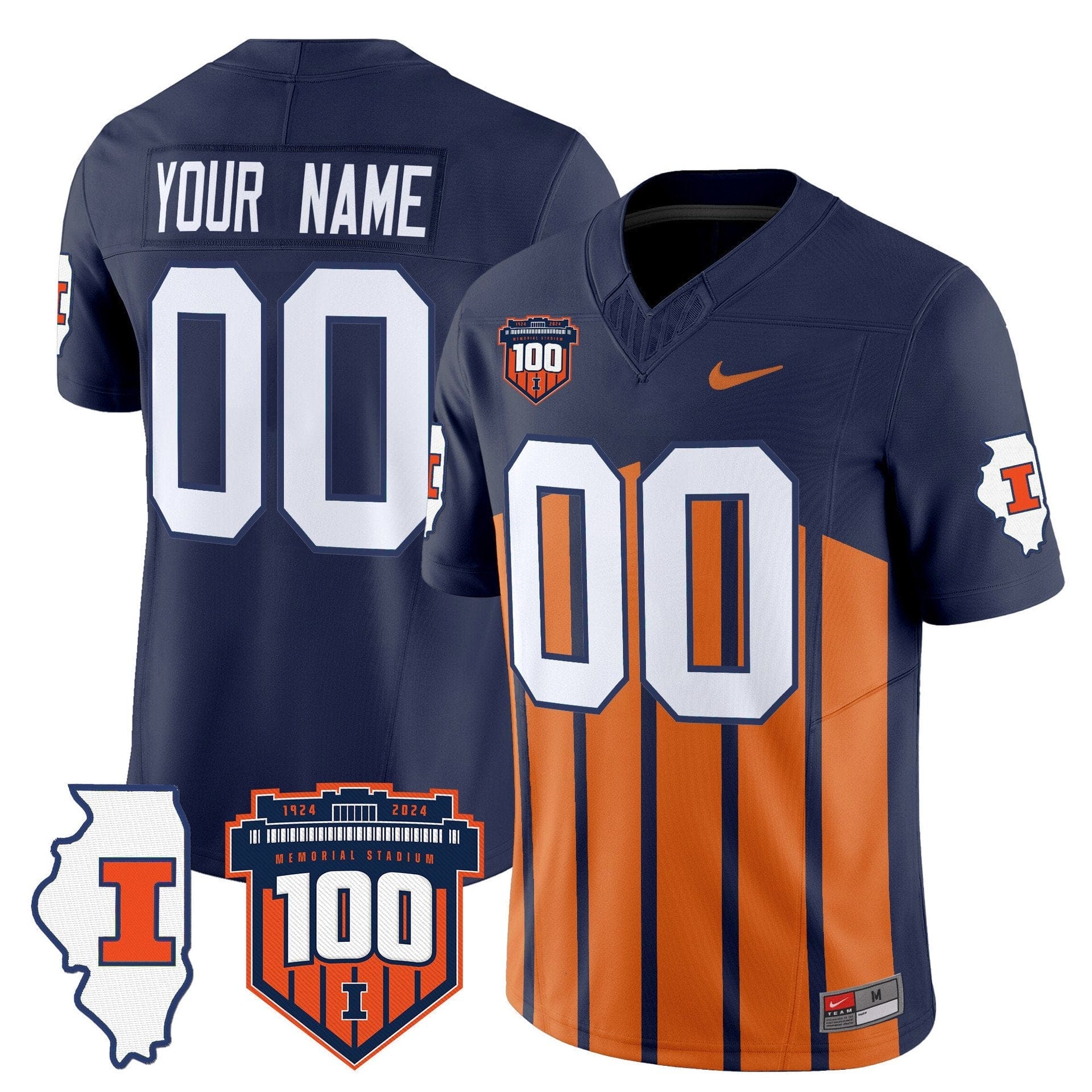 Custom Illinois Fighting Jersey Name, Number 100th Memorial Stadium - Image 4