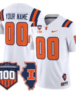 Alternative view of Custom Illinois Fighting Jersey Name, Number 100th Memorial Stadium