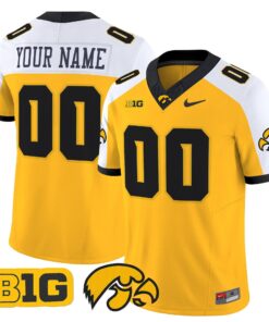Custom Iowa Hawkeyes Jersey Name Number 2025 Limited Stitched Gold Alternate