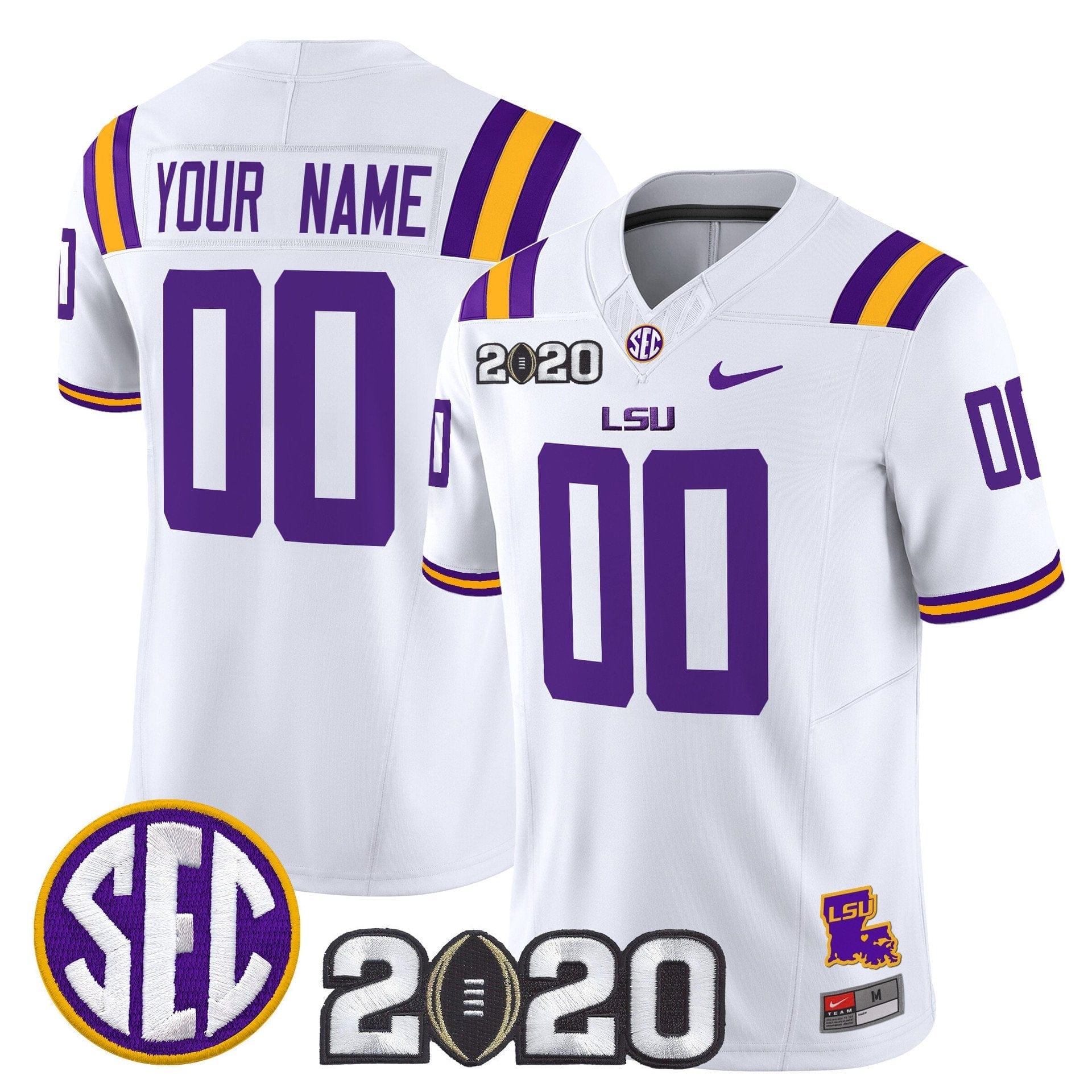 Custom LSU Tigers Jersey Name, Number 2020 National Champions Stitched 1 Custom LSU Tigers Jersey Name, Number 2020 National Champions Stitched
