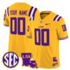 Custom LSU Tigers Jersey Name Number 2025 Louisiana Patch Stitched Gold