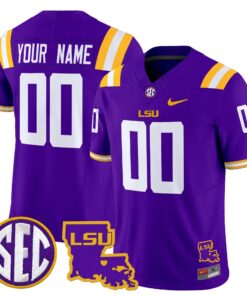 Custom LSU Tigers Jersey Name, Number 2025 Louisiana Patch Stitched 9 Custom LSU Tigers Jersey Name Number 2025 Louisiana Patch Stitched Purple
