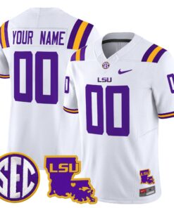 Alternative view of Custom LSU Tigers Jersey Name, Number 2025 Louisiana Patch Stitched