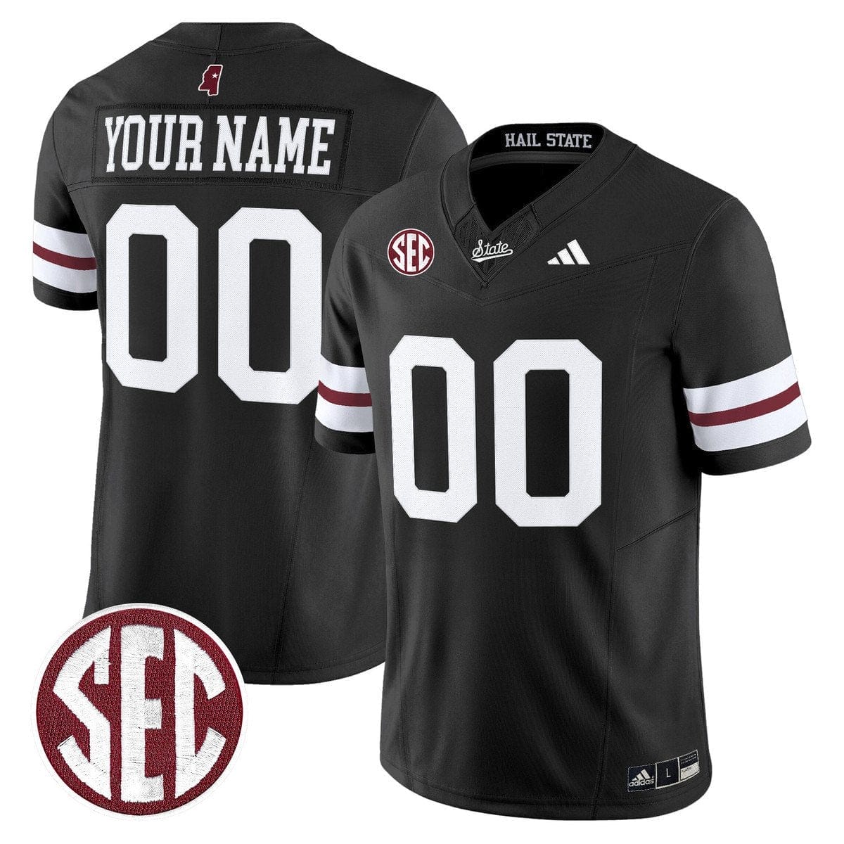 Custom Mississippi State Bulldogs Jersey Name, Number Dark Mode Stitched