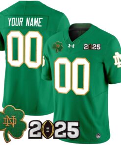 Alternative view of Custom Notre Dame Jersey Name, Number 2025 CFP Final Patch V3 Stitched