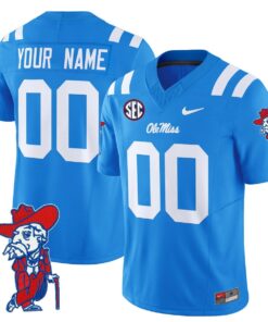 Custom Ole Miss Rebels Jersey Name Number 2025 V2 Stitched Powder Blue