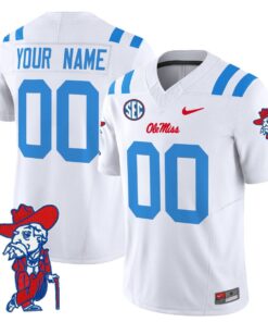Custom Ole Miss Rebels Jersey Name Number 2025 V2 Stitched White Limited