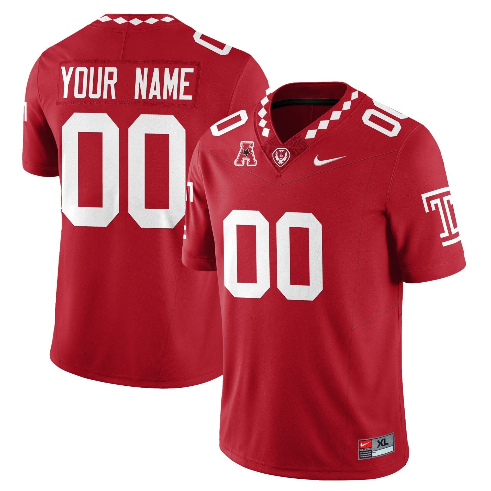 Custom Temple Jersey Name, Number Football 2025 Vapor Limited Stitched