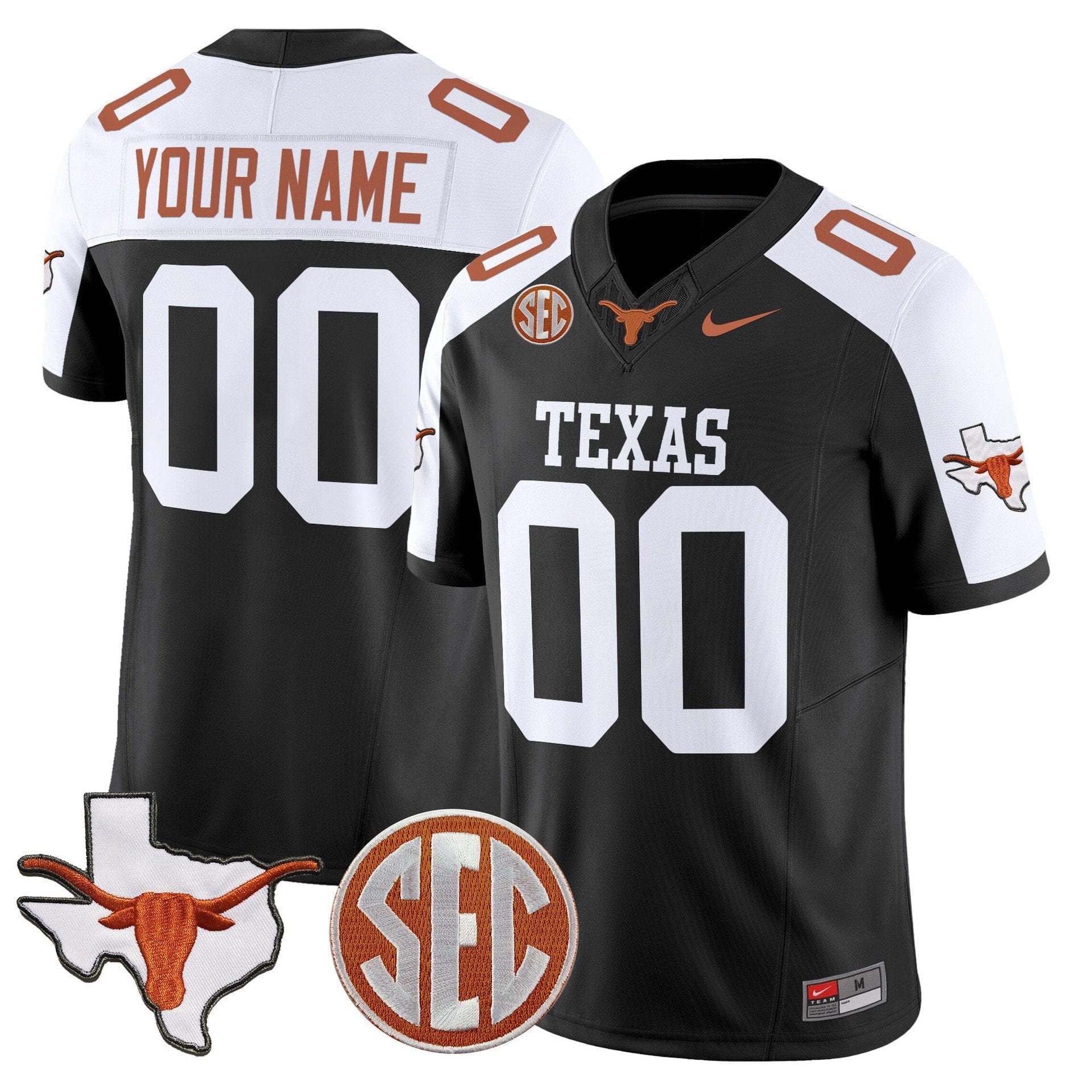 Custom Texas Longhorns Jersey 2025 State Map SEC Patch Stitched - Image 3