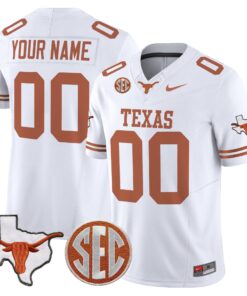 Alternative view of Custom Texas Longhorns Jersey 2025 State Map SEC Patch Stitched