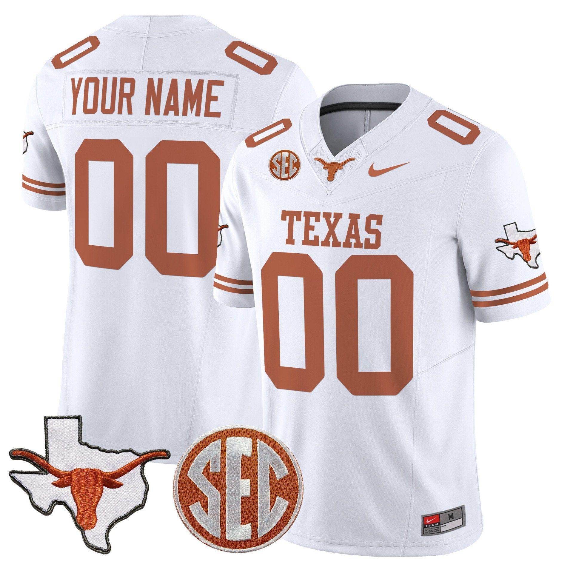 Custom Texas Longhorns Jersey 2025 State Map SEC Patch Stitched - Image 2