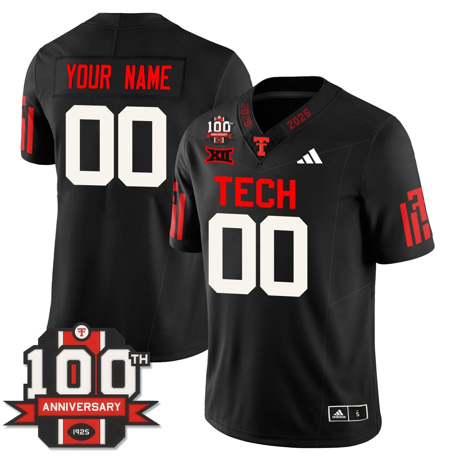 Custom Texas Tech Jersey Name, number Football 100th Anniversary Stitched