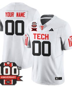 Alternative view of Custom Texas Tech Jersey Name, number Football 100th Anniversary Stitched