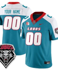 Alternative view of Custom UNM Lobo Football Jersey Name, Number 2025 All Stitched
