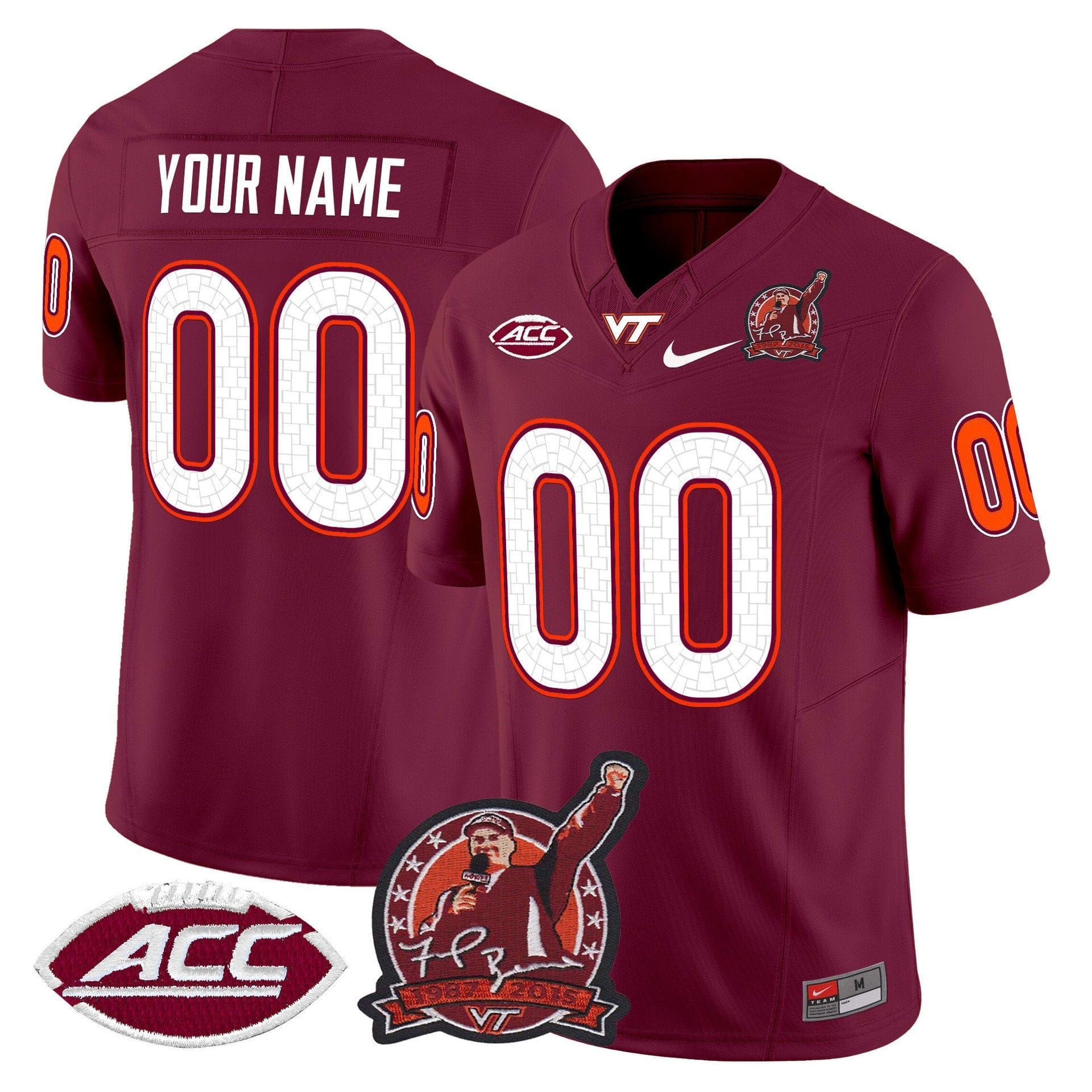 Custom Virginia Tech Hokies Jersey Coach Frank Beamer Patch 2025 - Image 3