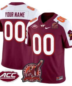 Alternative view of Custom Virginia Tech Hokies Jersey Coach Frank Beamer Patch 2025