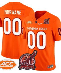 Custom Virginia Tech Hokies Jersey Coach Frank Beamer Patch 2025 Orange