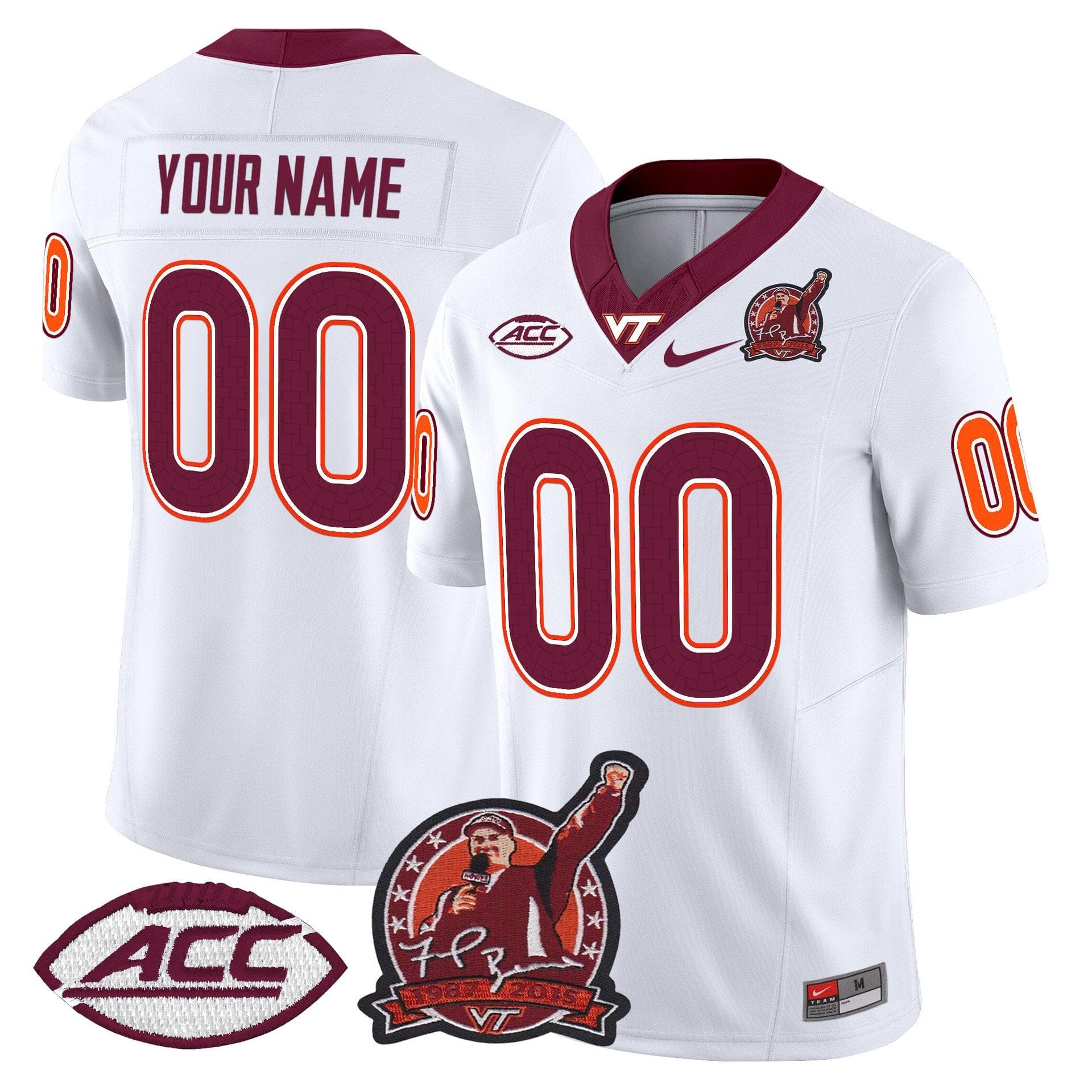 Custom Virginia Tech Hokies Jersey Coach Frank Beamer Patch 2025
