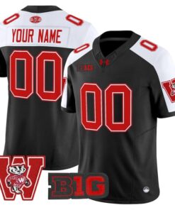 Custom Wisconsin Badgers Jersey Name Number Throwback Stitched Black Alter