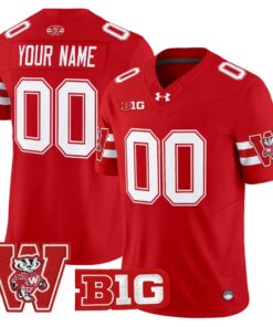 Custom Wisconsin Badgers Jersey Name Number Throwback Stitched Red