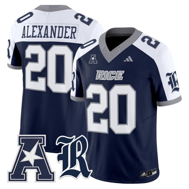 Daelen Alexander Jersey #20 Rice Owls 2025 Vapor Limited Stitched 4 Daelen Alexander Jersey #20 Rice Owls 2025 Vapor Limited Stitched - Image 4