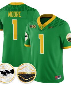 Dakorien Moore Jersey 1 Oregon Ducks 2025 Shoe Duck Stitched Green