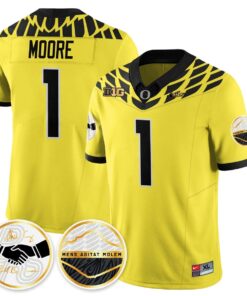 Dakorien Moore Jersey 1 Oregon Ducks 2025 Shoe Duck Stitched Yellow